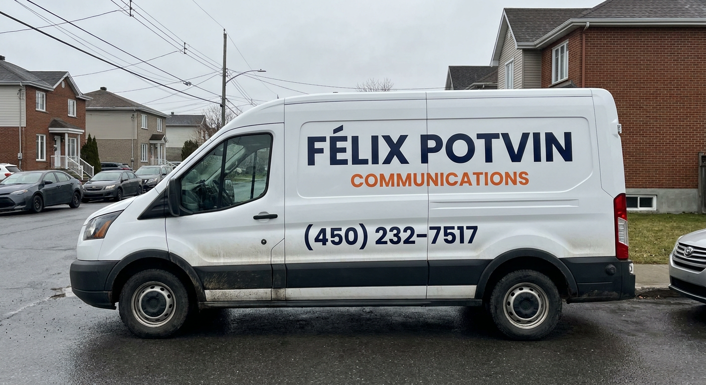 Véhicule de service Potvin Communications sur la route